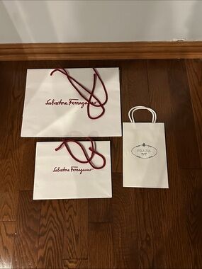 Prada, Ferragamo paper Tote Bags -lot of 3